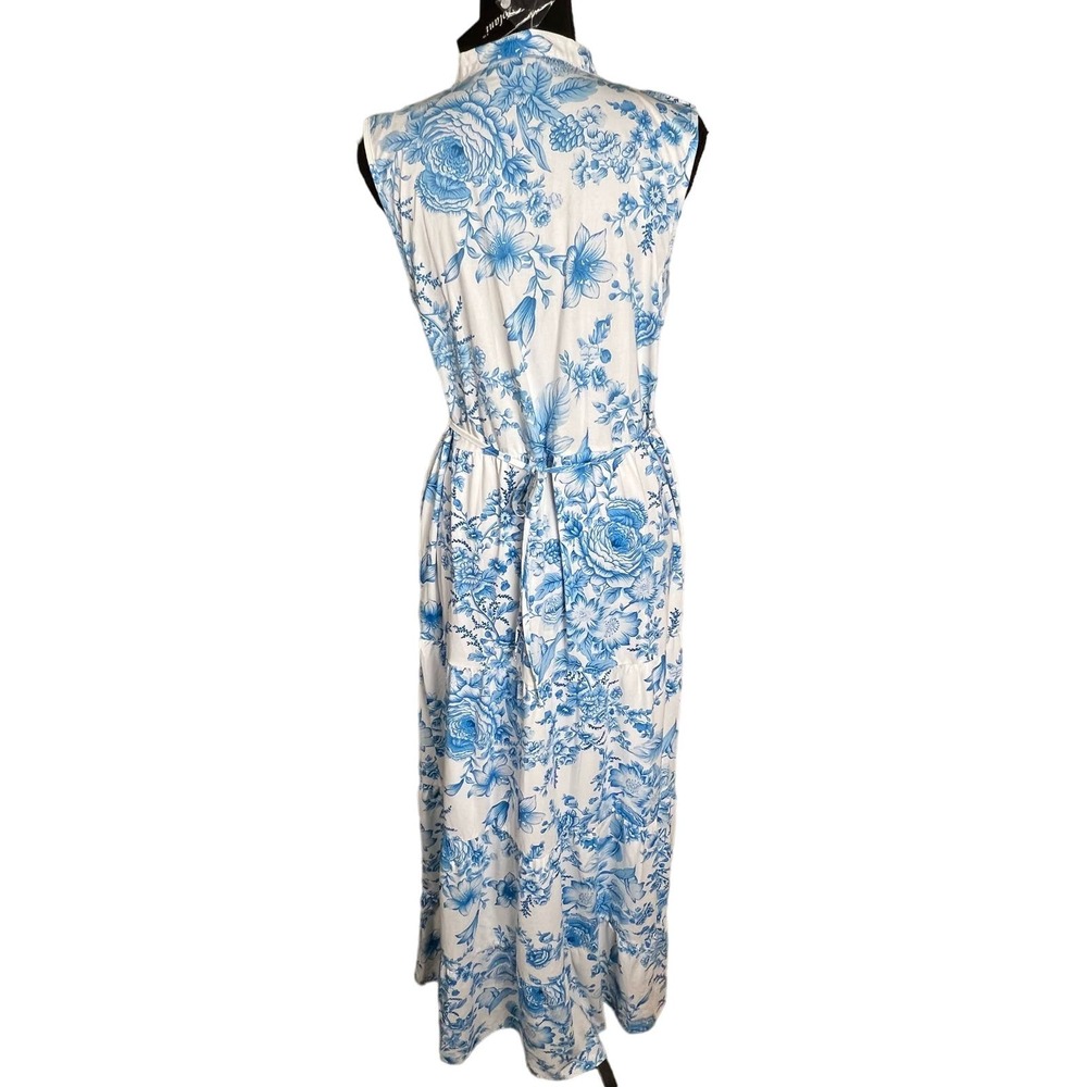 Tolani Collection Printed Sleeveless Maxi Dress White Blue Floral NWT Size XS - Picture 4 of 10
